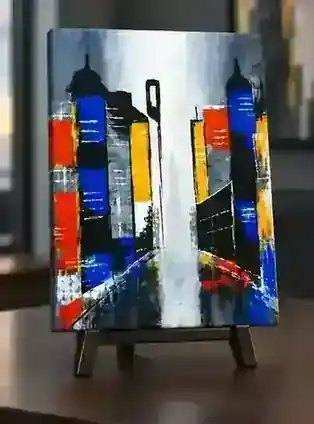 City Lights original handmade painting and wall art in Pakistan