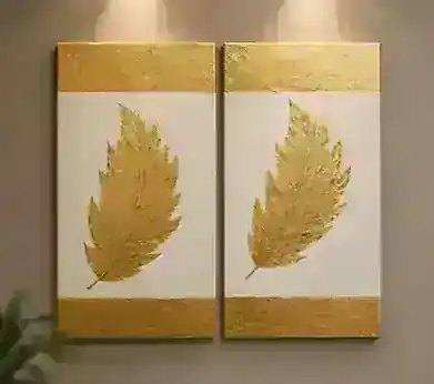 Golden Leaves handmade canvas painting